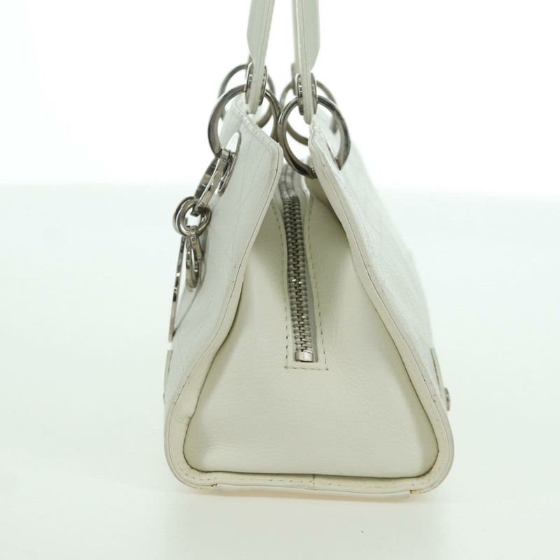 【日本直送】Christian Dior Canage 迷你手提包,白色銀色真皮,正品 BAZ240SAV-2