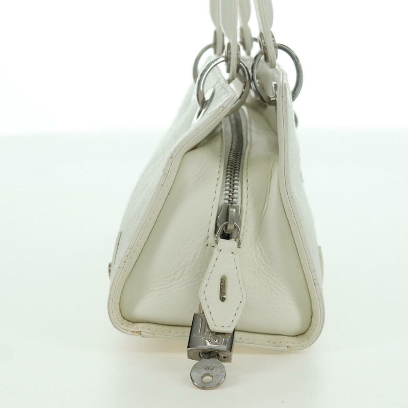 【日本直送】Christian Dior Canage 迷你手提包,白色銀色真皮,正品 BAZ240SAV-3