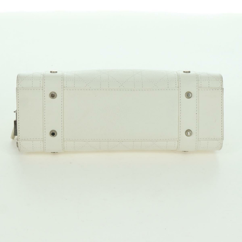 【日本直送】Christian Dior Canage 迷你手提包,白色銀色真皮,正品 BAZ240SAV-4