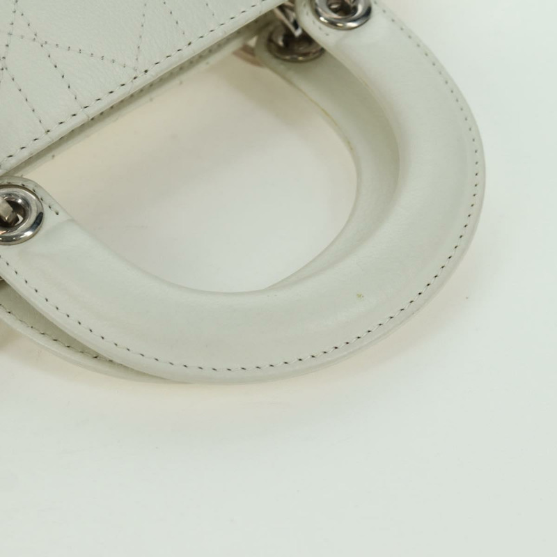 【日本直送】Christian Dior Canage 迷你手提包,白色銀色真皮,正品 BAZ240SAV-6
