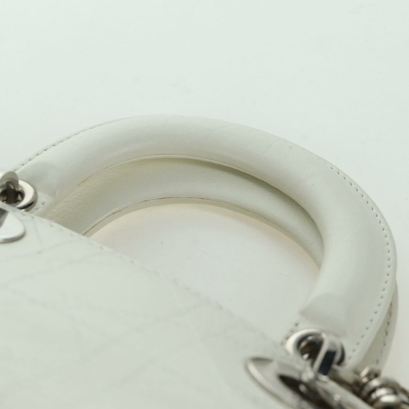 【日本直送】Christian Dior Canage 迷你手提包,白色銀色真皮,正品 BAZ240SAV-7