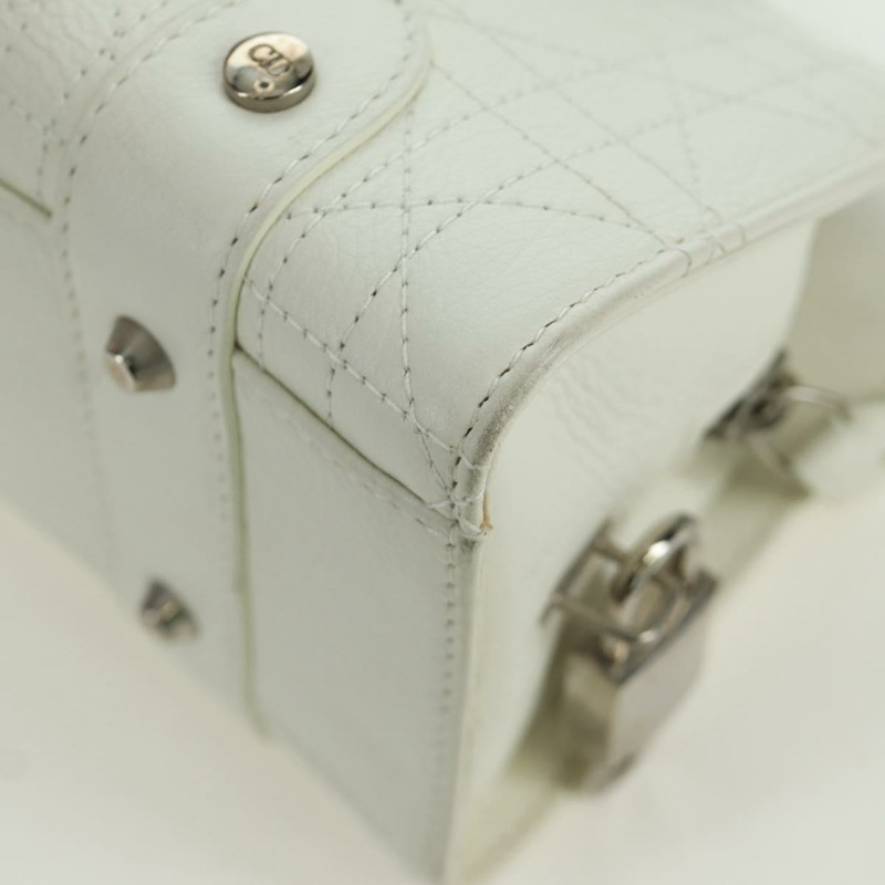 【日本直送】Christian Dior Canage 迷你手提包,白色銀色真皮,正品 BAZ240SAV-8