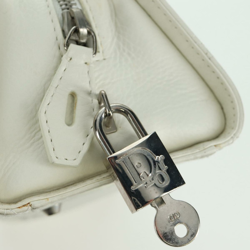 【日本直送】Christian Dior Canage 迷你手提包,白色銀色真皮,正品 BAZ240SAV-9