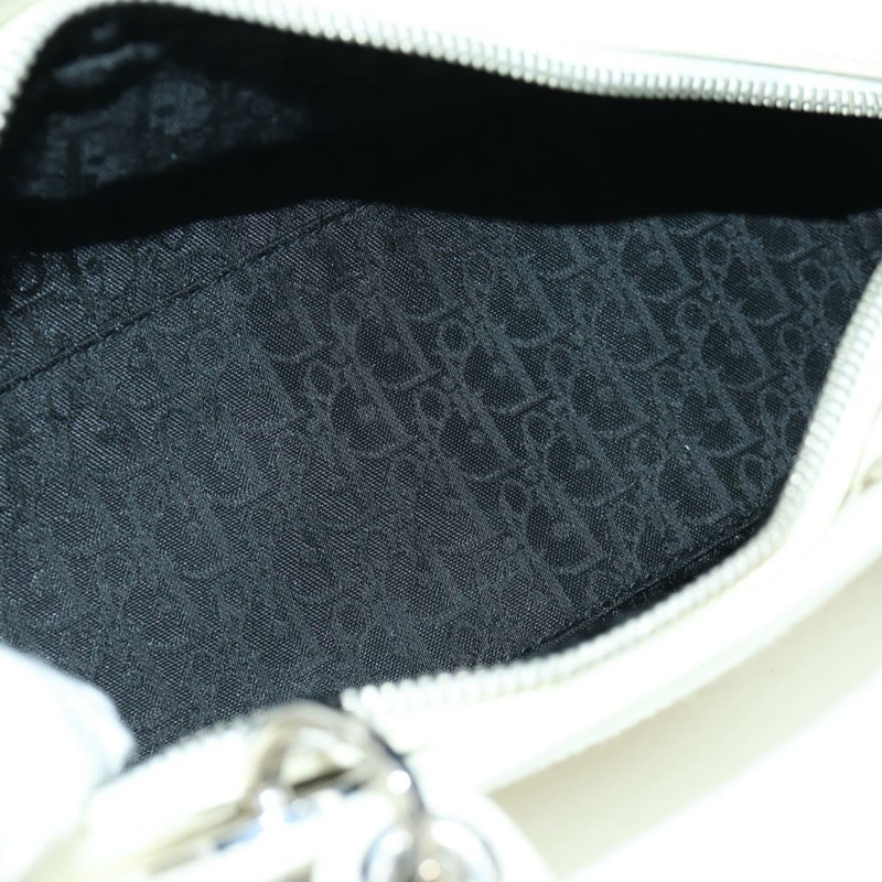 【日本直送】Christian Dior Canage 迷你手提包,白色銀色真皮,正品 BAZ240SAV-10