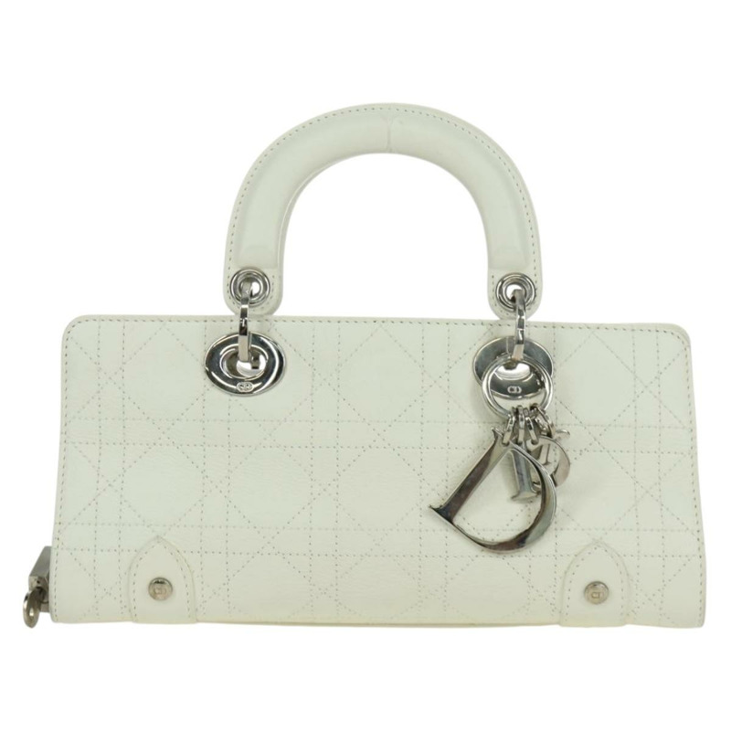 【日本直送】Christian Dior Canage 迷你手提包,白色銀色真皮,正品 BAZ240SAV-12