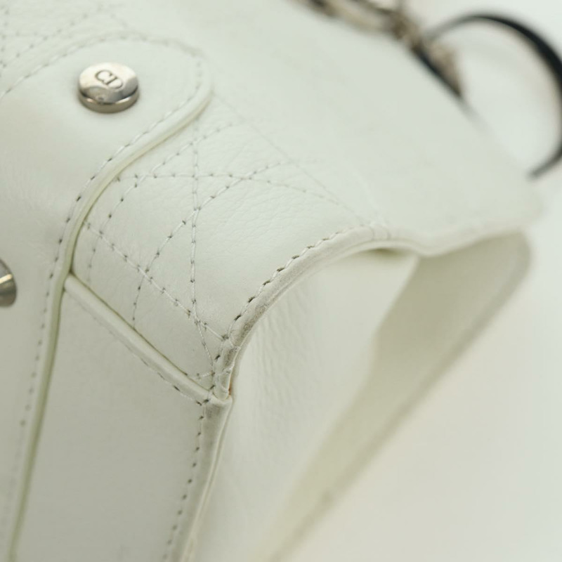 【日本直送】Christian Dior Canage 迷你手提包,白色銀色真皮,正品 BAZ240SAV-14