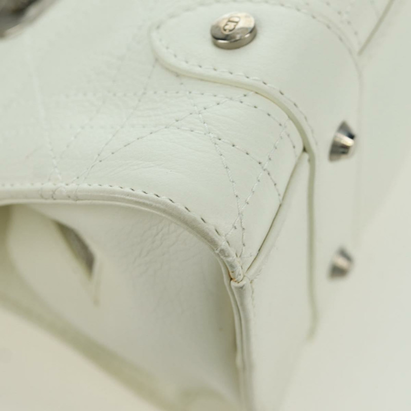 【日本直送】Christian Dior Canage 迷你手提包,白色銀色真皮,正品 BAZ240SAV-15