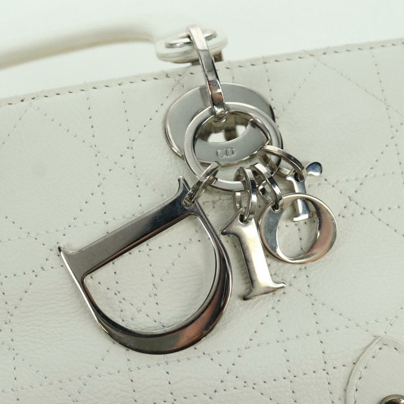 【日本直送】Christian Dior Canage 迷你手提包,白色銀色真皮,正品 BAZ240SAV-16
