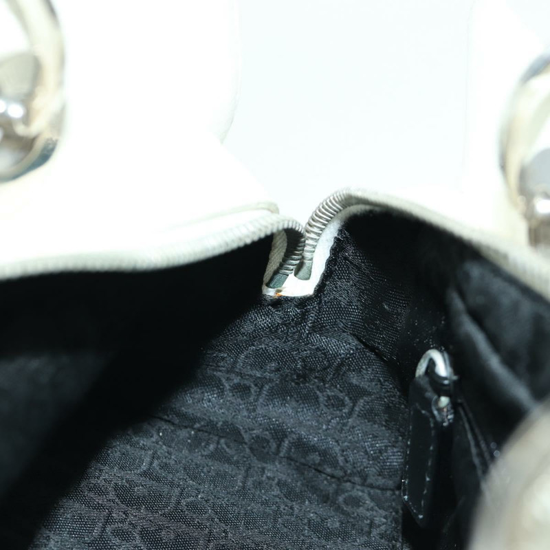 【日本直送】Christian Dior Canage 迷你手提包,白色銀色真皮,正品 BAZ240SAV-18