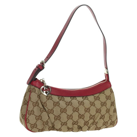 GUCCI GG帆布配件包 米色金色 245938 正品 BAZ115M