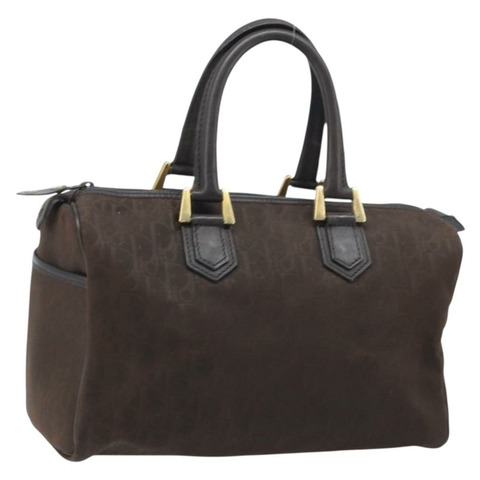 Christian Dior Trotter帆布手提包 棕色金色 正品 mr2225A