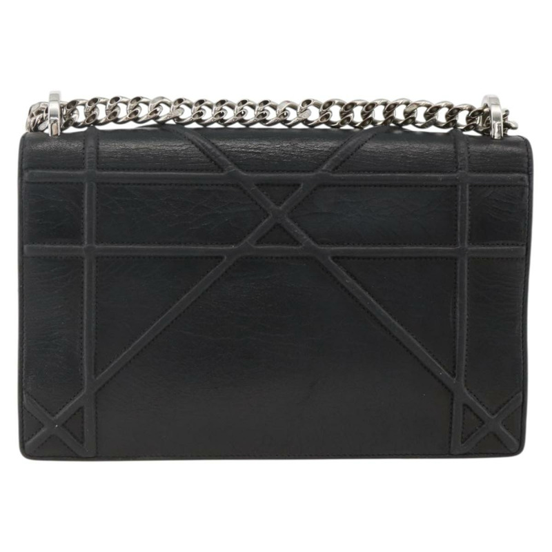 【日本直送】Christian Dior 鏈條 Diorama 肩背包 皮革 黑色 銀色 正品 ka3476A-1