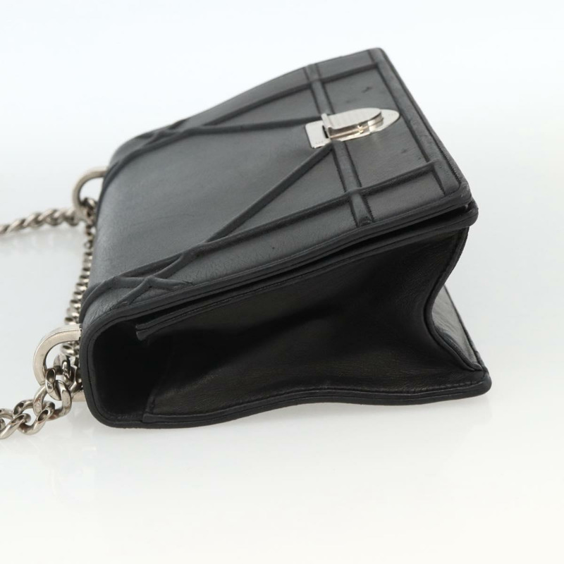 【日本直送】Christian Dior 鏈條 Diorama 肩背包 皮革 黑色 銀色 正品 ka3476A-2