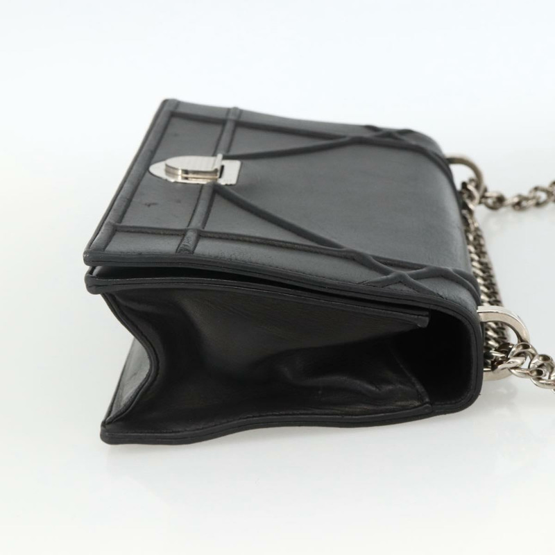 【日本直送】Christian Dior 鏈條 Diorama 肩背包 皮革 黑色 銀色 正品 ka3476A-3
