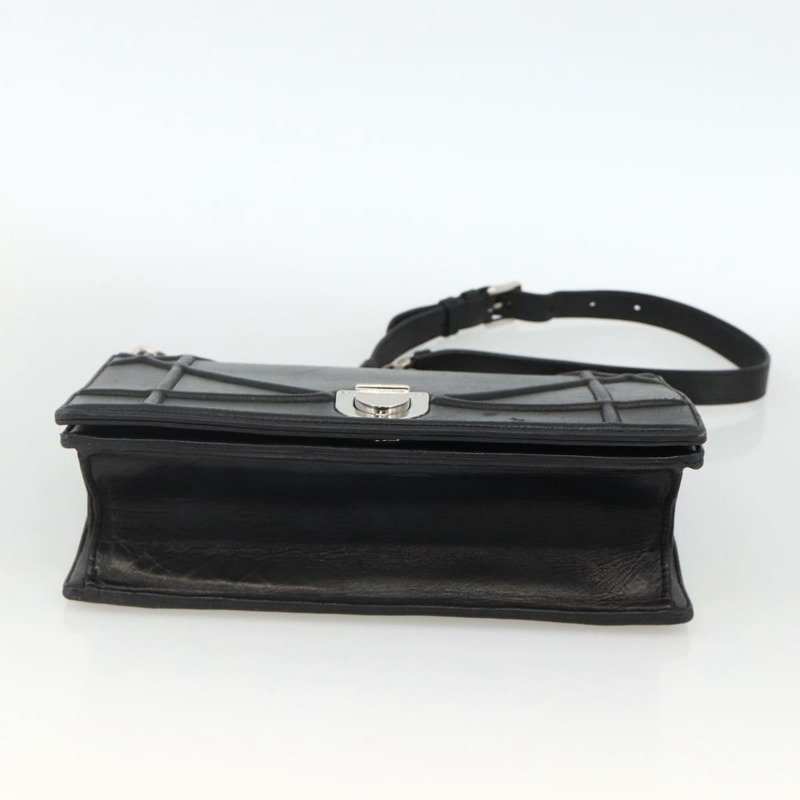 【日本直送】Christian Dior 鏈條 Diorama 肩背包 皮革 黑色 銀色 正品 ka3476A-4