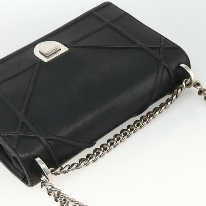 【日本直送】Christian Dior 鏈條 Diorama 肩背包 皮革 黑色 銀色 正品 ka3476A-5