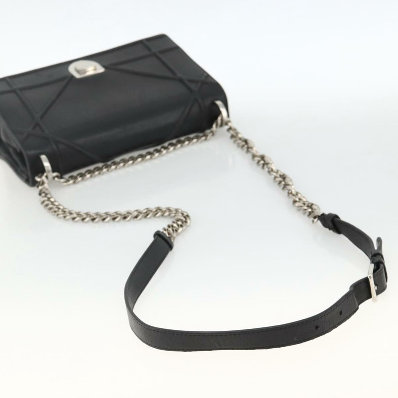 【日本直送】Christian Dior 鏈條 Diorama 肩背包 皮革 黑色 銀色 正品 ka3476A-6