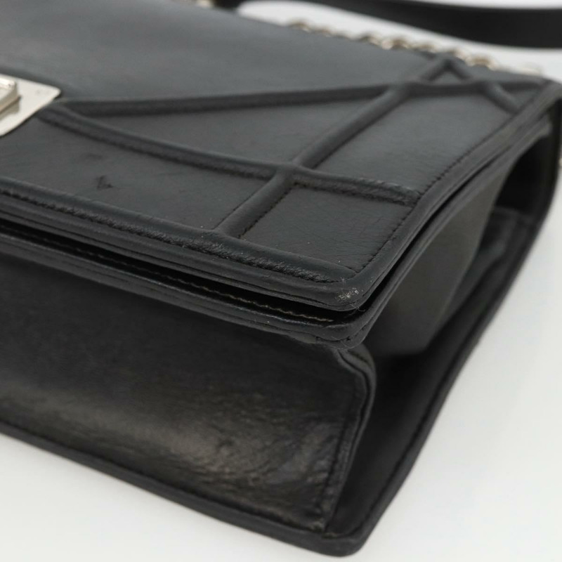【日本直送】Christian Dior 鏈條 Diorama 肩背包 皮革 黑色 銀色 正品 ka3476A-7