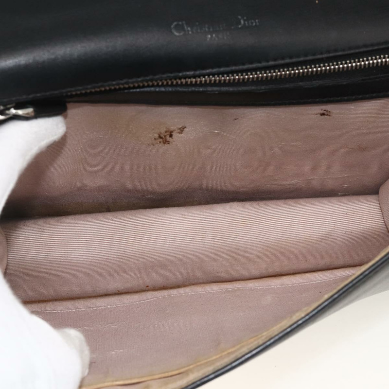 【日本直送】Christian Dior 鏈條 Diorama 肩背包 皮革 黑色 銀色 正品 ka3476A-8