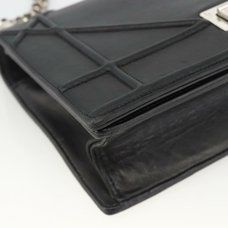 【日本直送】Christian Dior 鏈條 Diorama 肩背包 皮革 黑色 銀色 正品 ka3476A-14