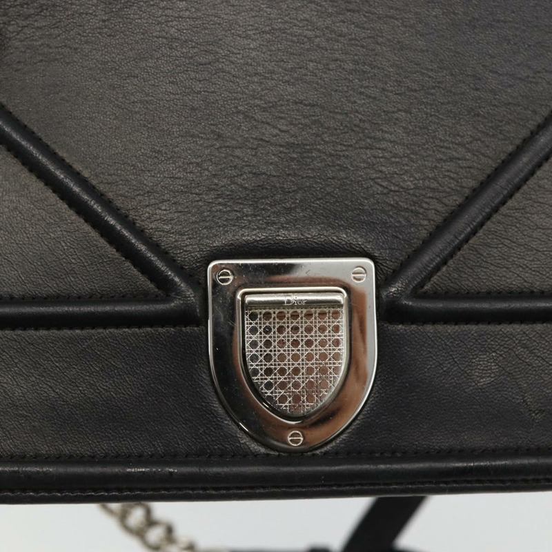 【日本直送】Christian Dior 鏈條 Diorama 肩背包 皮革 黑色 銀色 正品 ka3476A-17