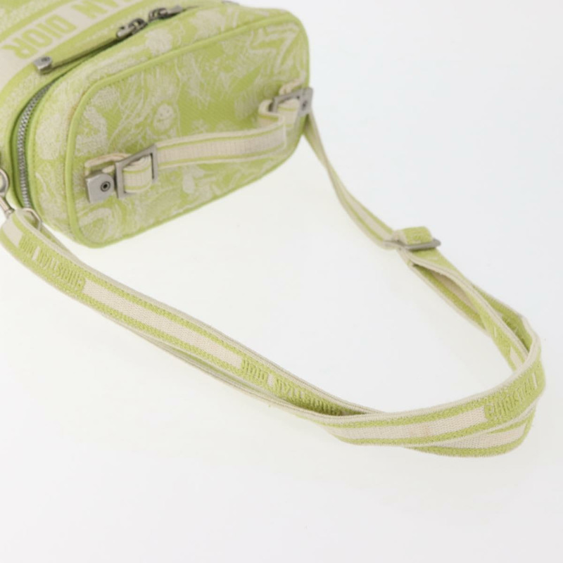 【日本直送】Christian Dior Toile d'Eau Vanity Bag Jacquard 2way Green Silver Auth ka3505M-8