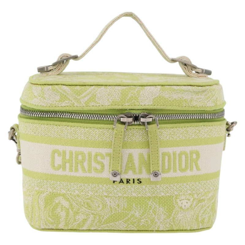 【日本直送】Christian Dior Toile d'Eau Vanity Bag Jacquard 2way Green Silver Auth ka3505M-12