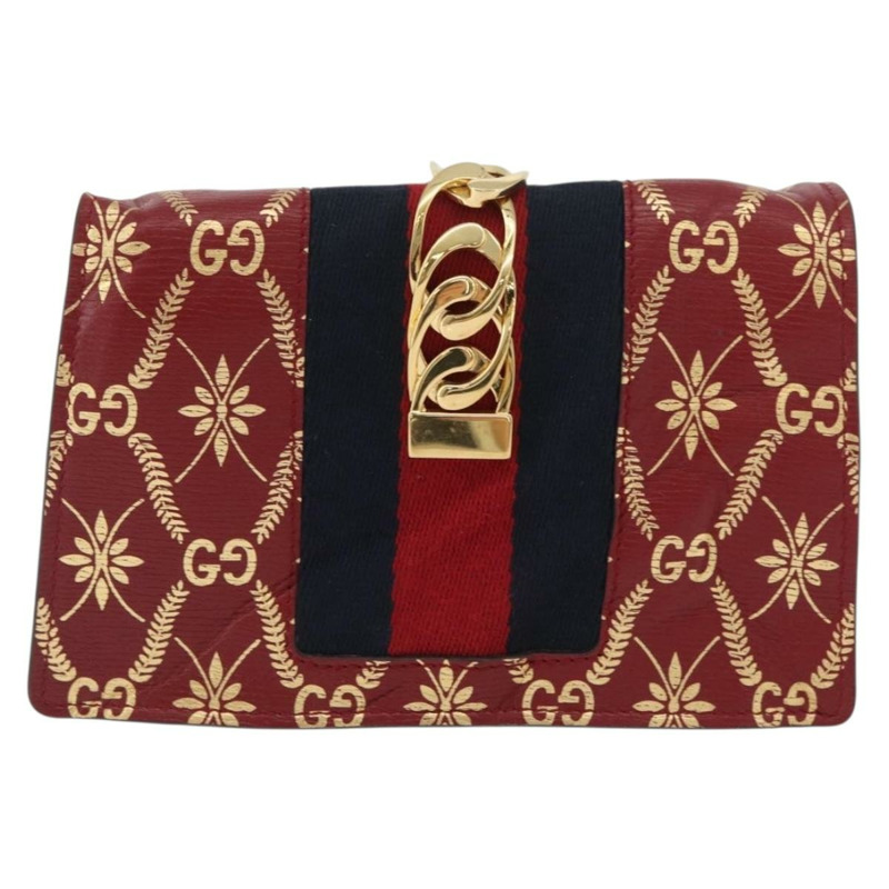 【日本直送】GUCCI GG帆布Sylvie Sherry系列鏈條包,紅色皮革款,貨號494646,正品 BAZ806A-1