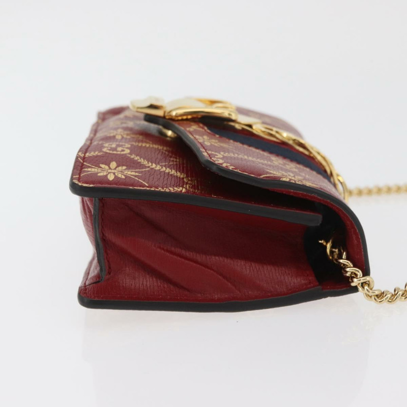 【日本直送】GUCCI GG帆布Sylvie Sherry系列鏈條包,紅色皮革款,貨號494646,正品 BAZ806A-2