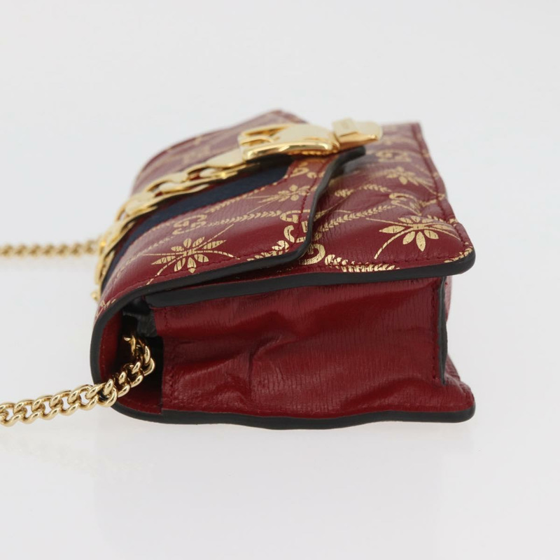 【日本直送】GUCCI GG帆布Sylvie Sherry系列鏈條包,紅色皮革款,貨號494646,正品 BAZ806A-3