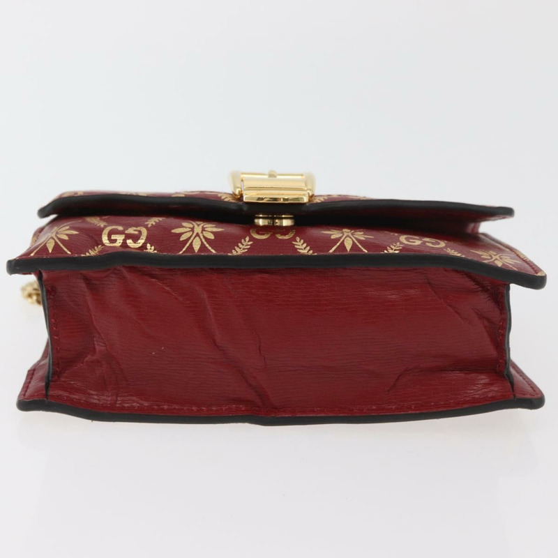 【日本直送】GUCCI GG帆布Sylvie Sherry系列鏈條包,紅色皮革款,貨號494646,正品 BAZ806A-4