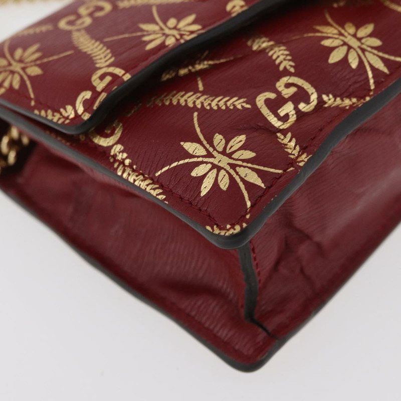 【日本直送】GUCCI GG帆布Sylvie Sherry系列鏈條包,紅色皮革款,貨號494646,正品 BAZ806A-8