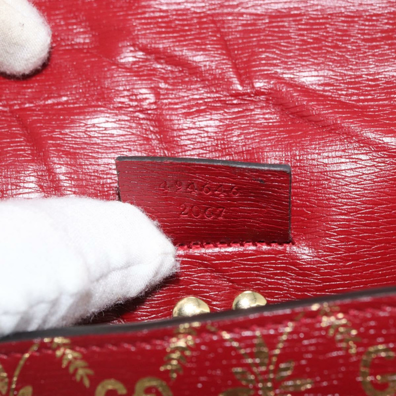 【日本直送】GUCCI GG帆布Sylvie Sherry系列鏈條包,紅色皮革款,貨號494646,正品 BAZ806A-11