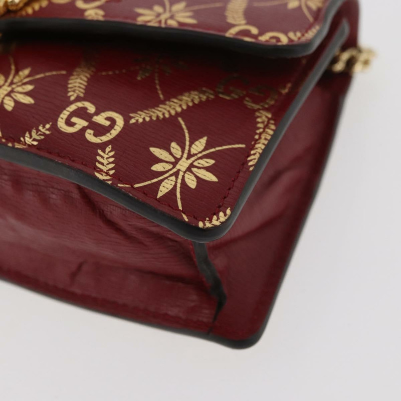 【日本直送】GUCCI GG帆布Sylvie Sherry系列鏈條包,紅色皮革款,貨號494646,正品 BAZ806A-13