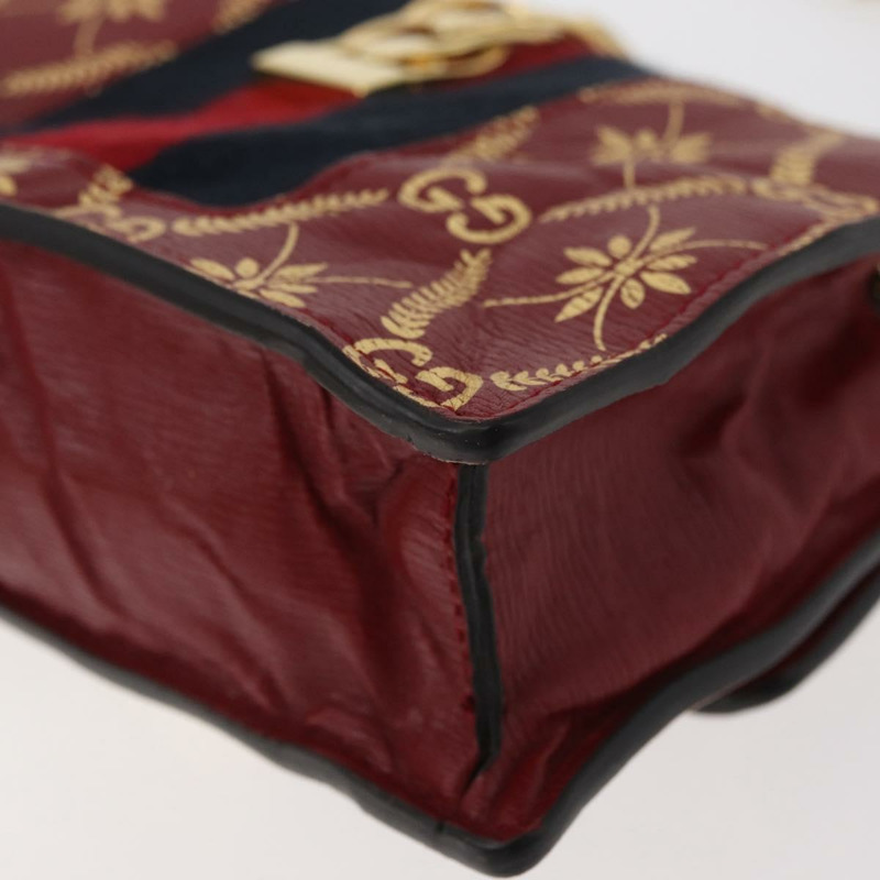 【日本直送】GUCCI GG帆布Sylvie Sherry系列鏈條包,紅色皮革款,貨號494646,正品 BAZ806A-15