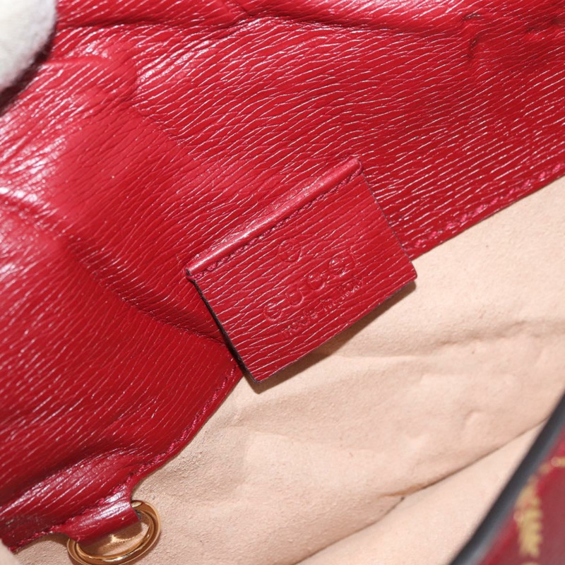 【日本直送】GUCCI GG帆布Sylvie Sherry系列鏈條包,紅色皮革款,貨號494646,正品 BAZ806A-17