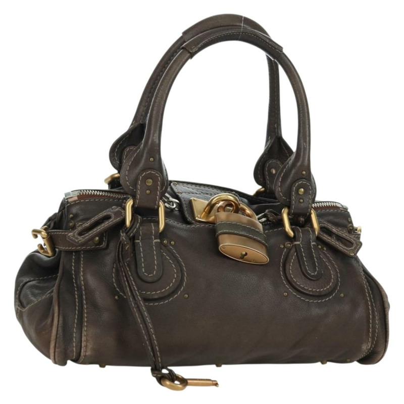【日本直送】Chloe Paddington 手提包 皮革 棕色 金 銀色 Auth mr2196V-0
