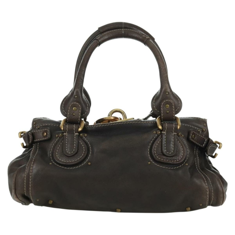 【日本直送】Chloe Paddington 手提包 皮革 棕色 金 銀色 Auth mr2196V-1