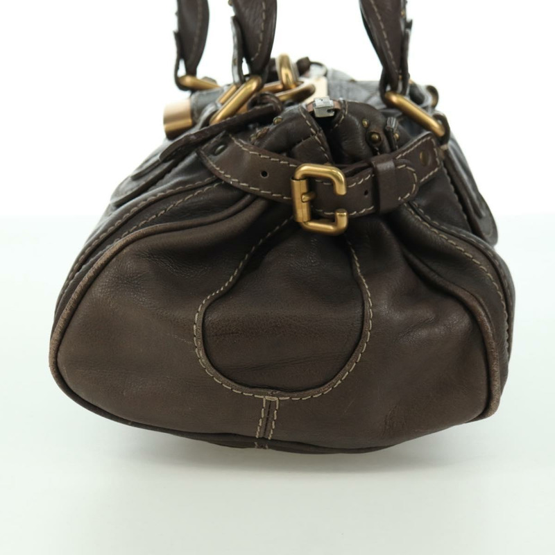 【日本直送】Chloe Paddington 手提包 皮革 棕色 金 銀色 Auth mr2196V-2