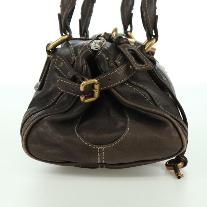 【日本直送】Chloe Paddington 手提包 皮革 棕色 金 銀色 Auth mr2196V-3