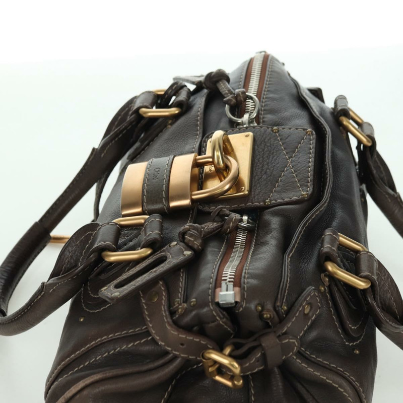 【日本直送】Chloe Paddington 手提包 皮革 棕色 金 銀色 Auth mr2196V-5