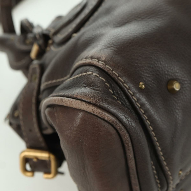 【日本直送】Chloe Paddington 手提包 皮革 棕色 金 銀色 Auth mr2196V-8