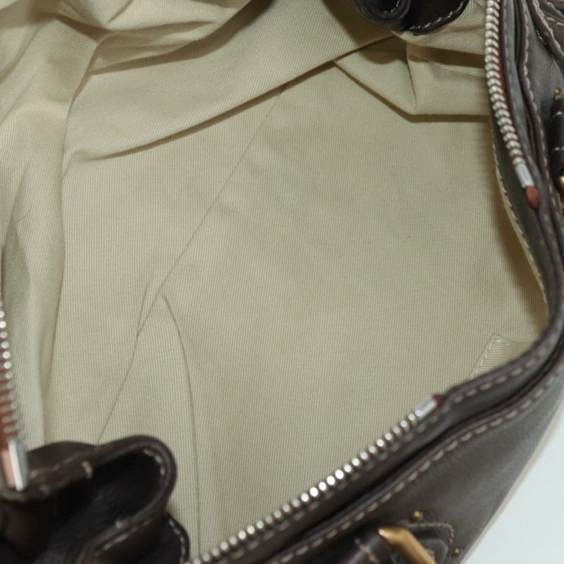 【日本直送】Chloe Paddington 手提包 皮革 棕色 金 銀色 Auth mr2196V-9
