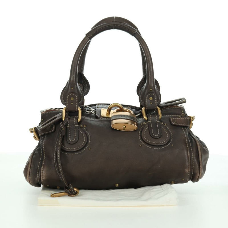 【日本直送】Chloe Paddington 手提包 皮革 棕色 金 銀色 Auth mr2196V-11