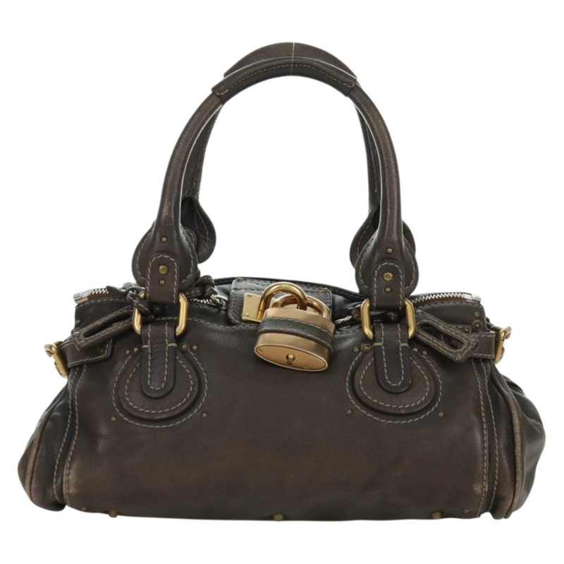 【日本直送】Chloe Paddington 手提包 皮革 棕色 金 銀色 Auth mr2196V-12