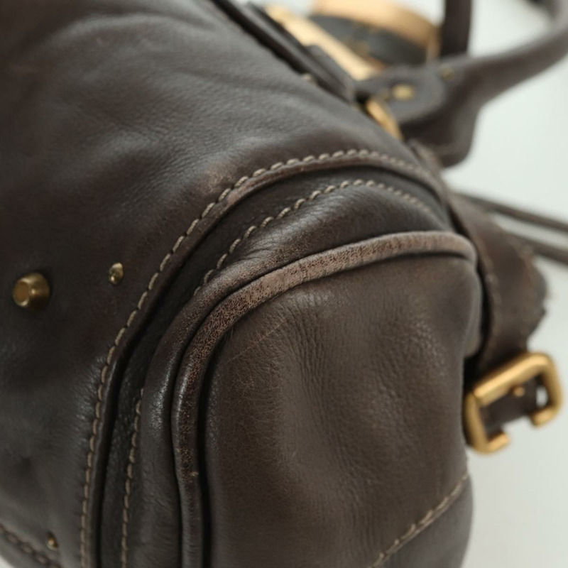【日本直送】Chloe Paddington 手提包 皮革 棕色 金 銀色 Auth mr2196V-13