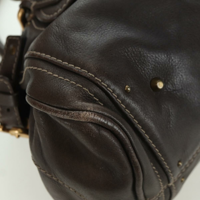 【日本直送】Chloe Paddington 手提包 皮革 棕色 金 銀色 Auth mr2196V-14
