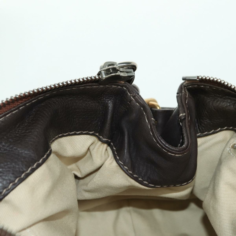 【日本直送】Chloe Paddington 手提包 皮革 棕色 金 銀色 Auth mr2196V-21