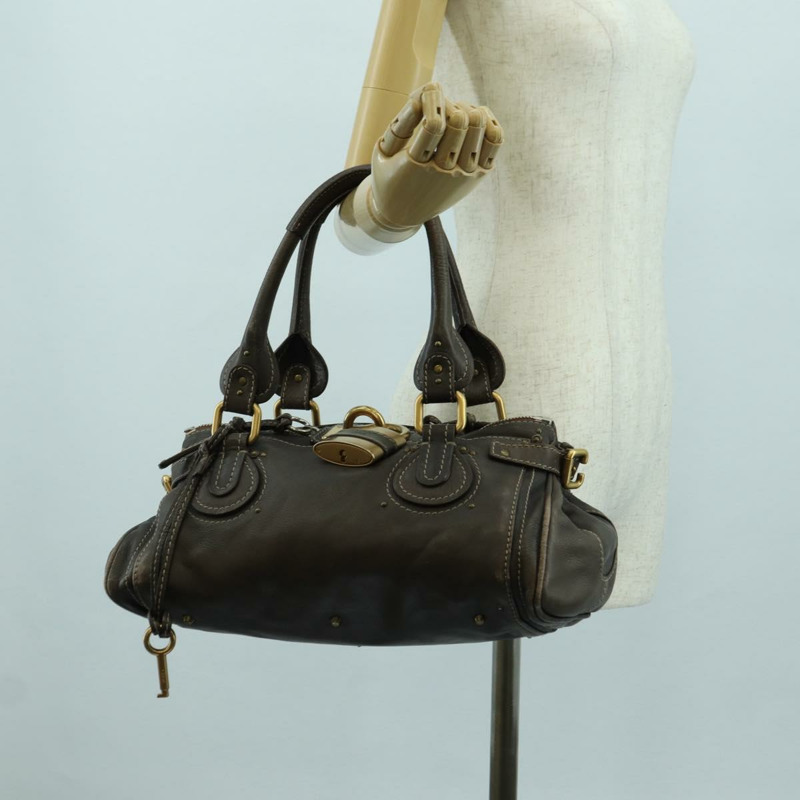 【日本直送】Chloe Paddington 手提包 皮革 棕色 金 銀色 Auth mr2196V-24