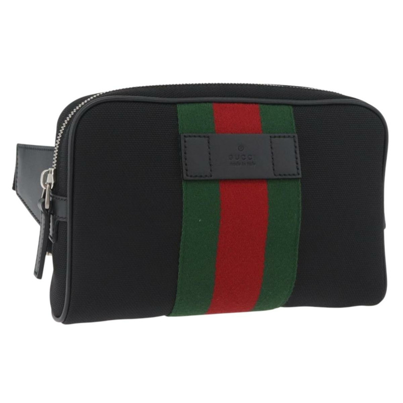【日本直送】GUCCI Web Sherry Line 腰包 帆布 奧特萊斯 黑色 紅色 630919 正品 174357A-0